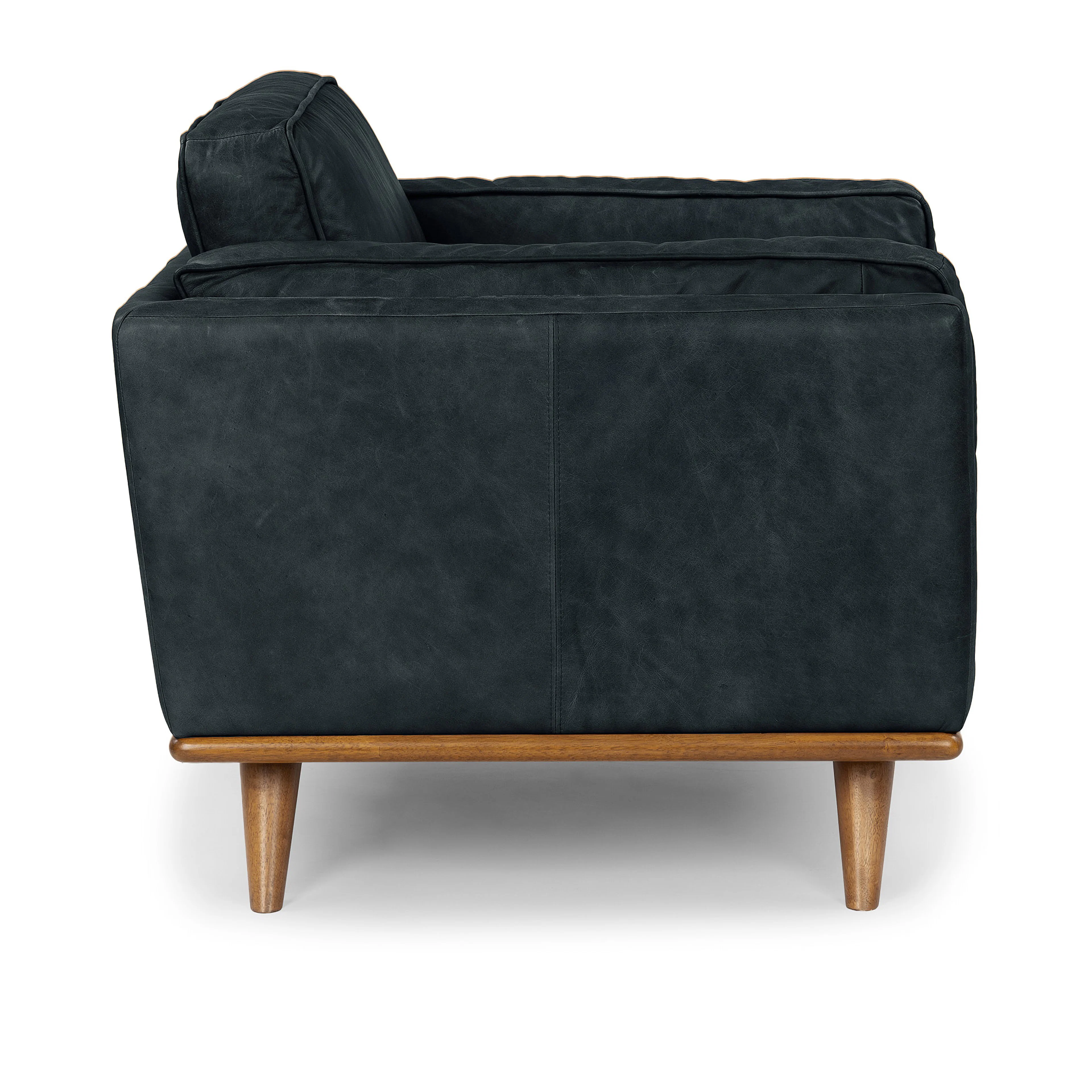 Timber 41" Black Leather Lounge Chair - Mid-Century