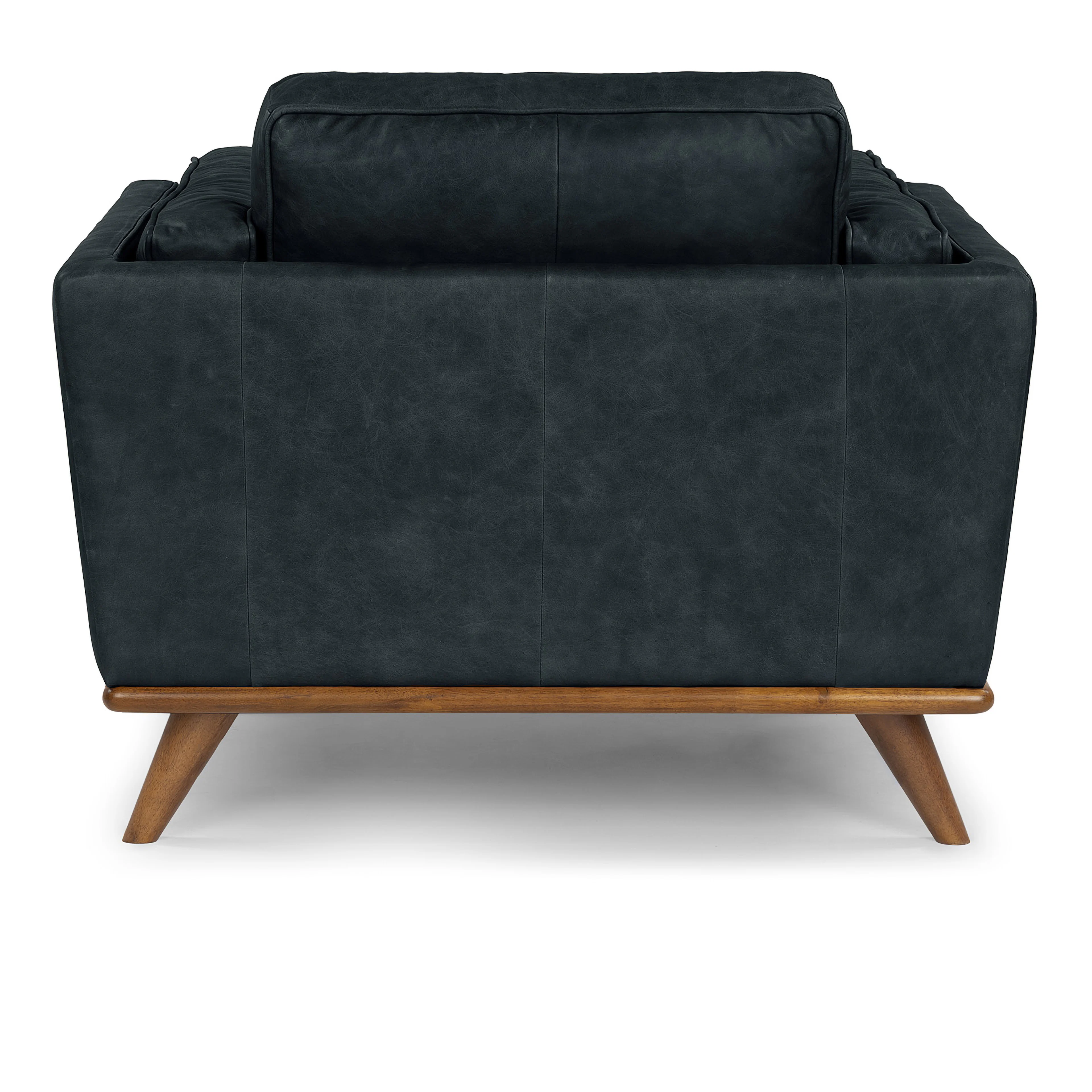 Timber 41" Black Leather Lounge Chair - Mid-Century