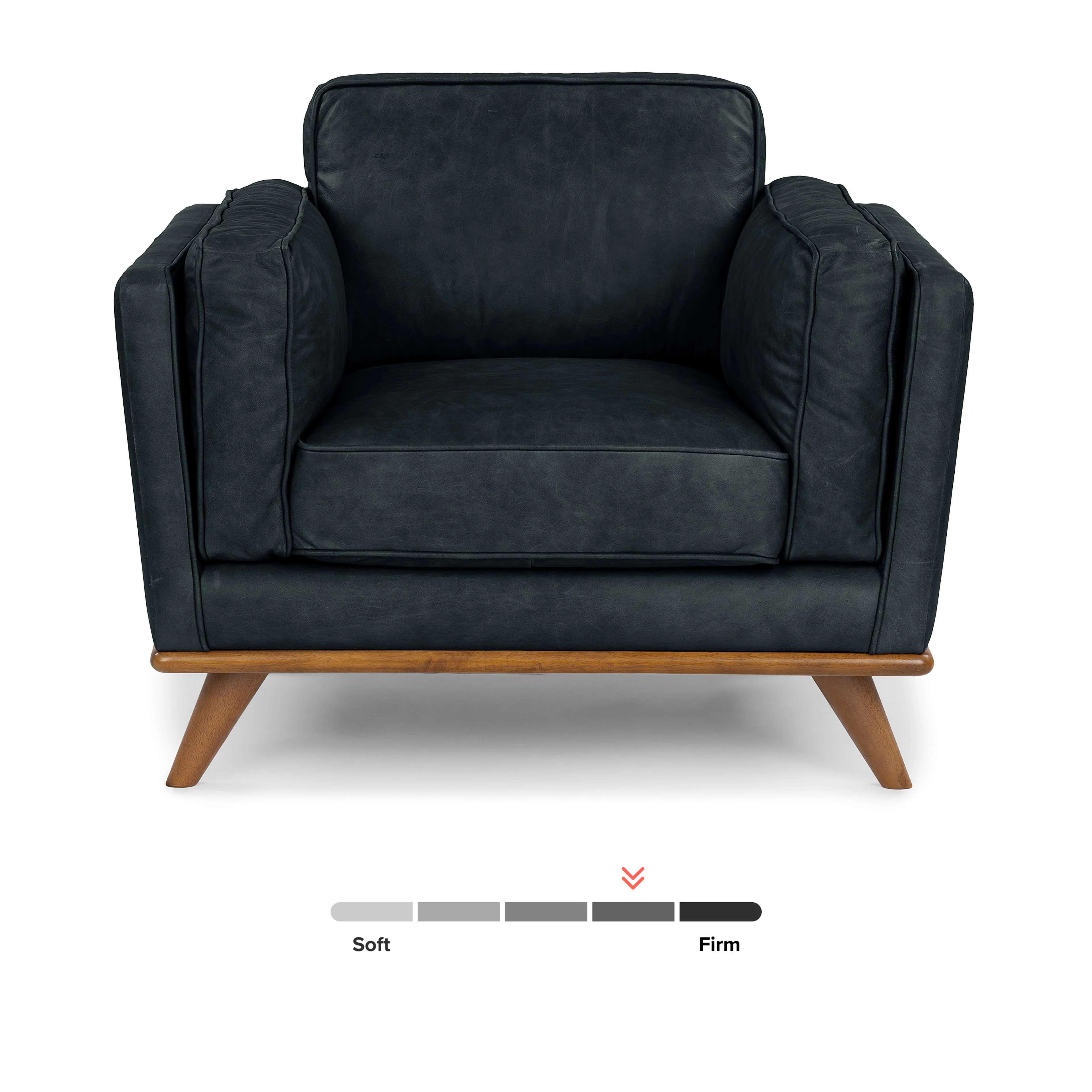 Timber 41" Black Leather Lounge Chair - Mid-Century