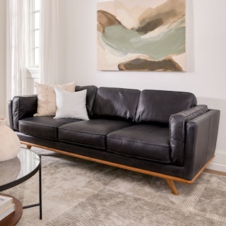 Timber 90" Leather Sofa - Charme Black