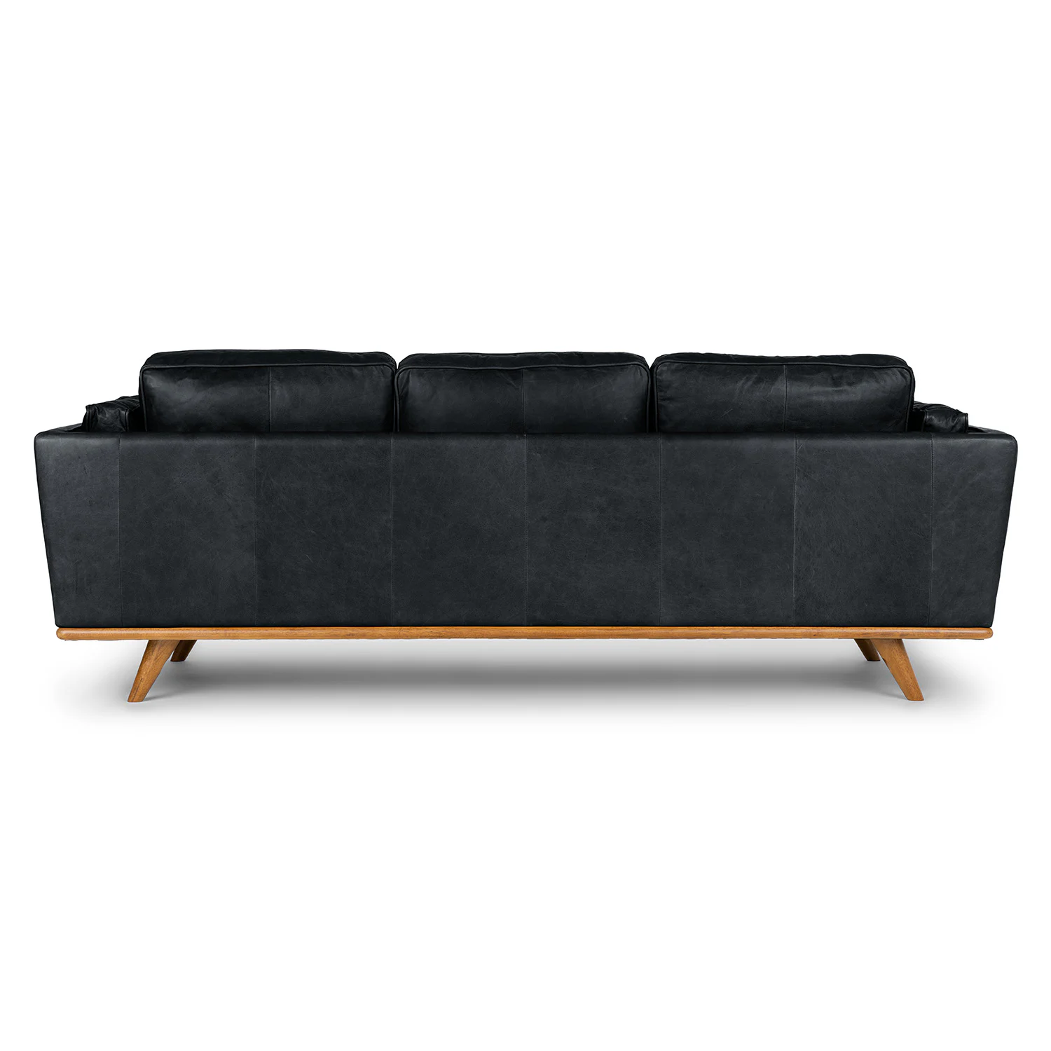 Timber 90" Black Leather Sofa - Modern Design