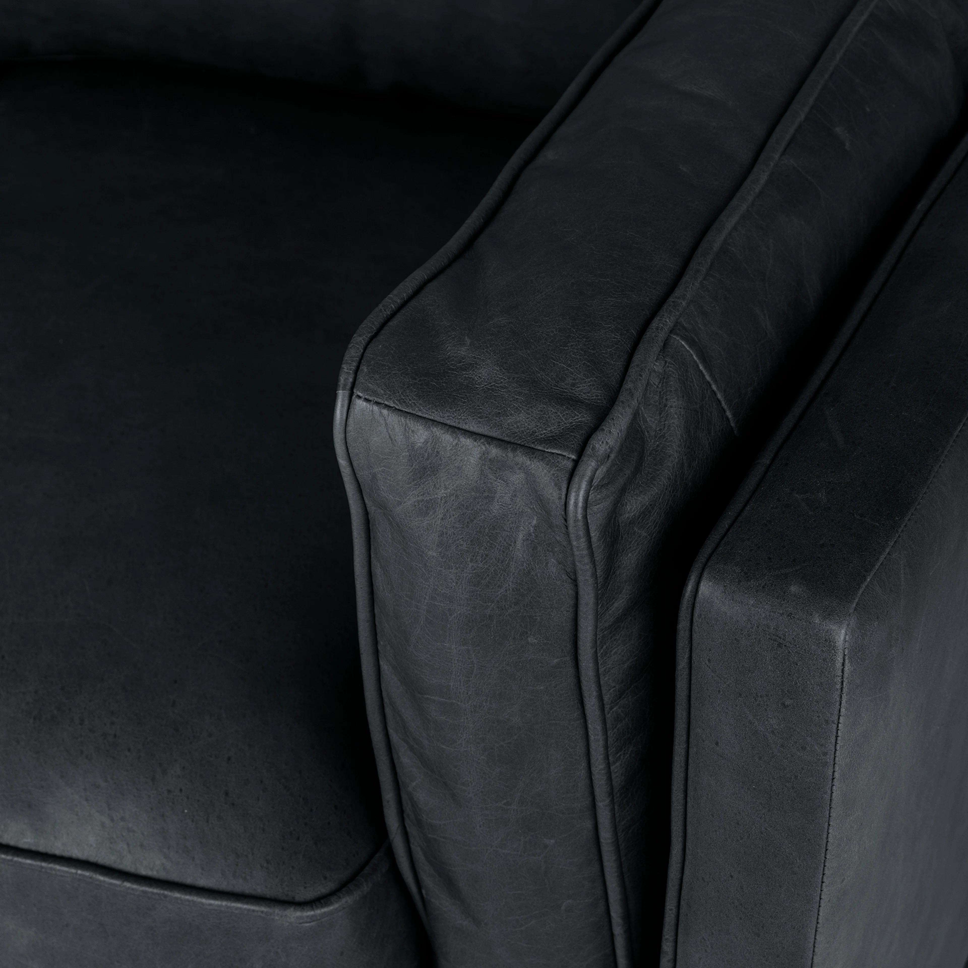 Timber 90" Black Leather Sofa - Modern Design