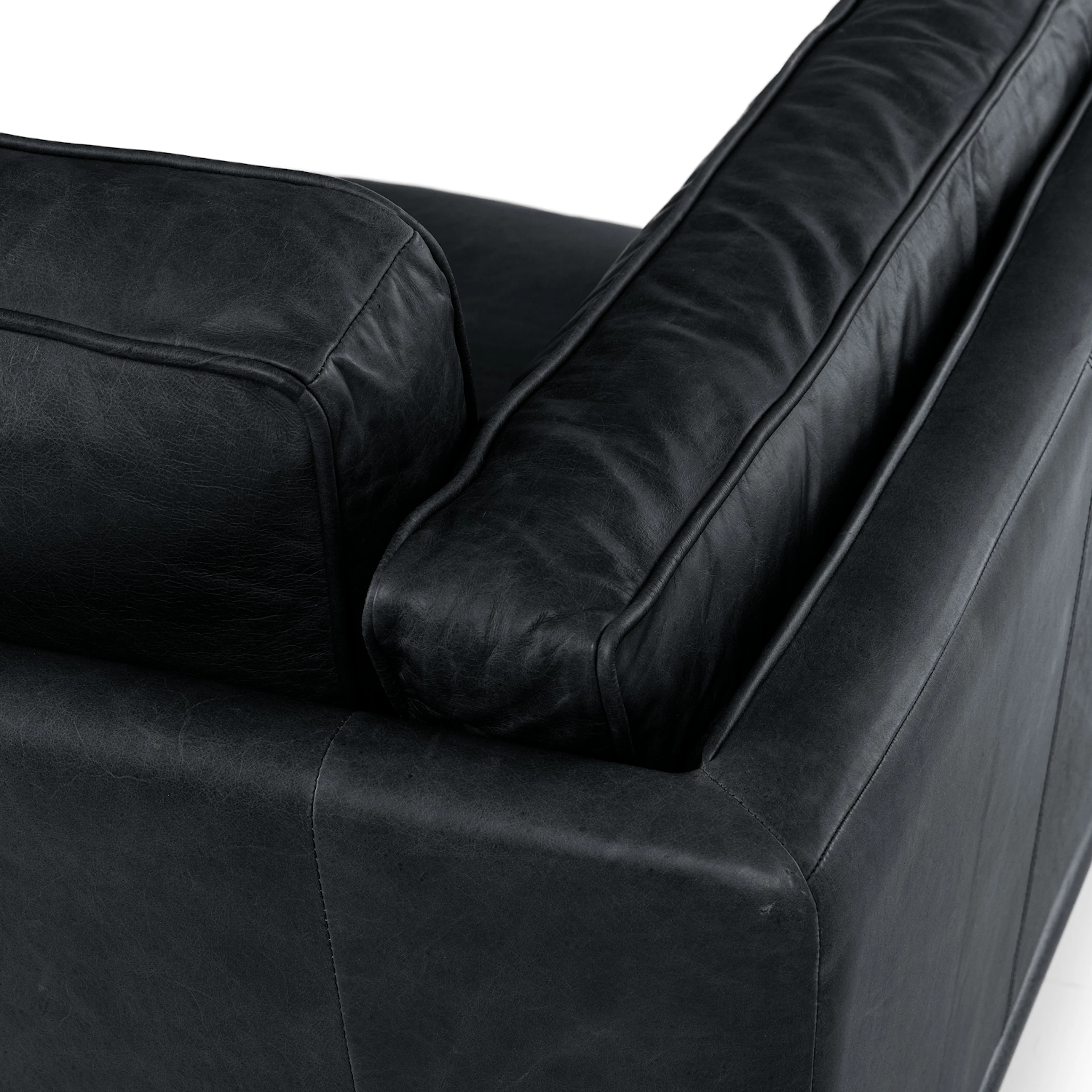 Timber 90" Black Leather Sofa - Modern Design