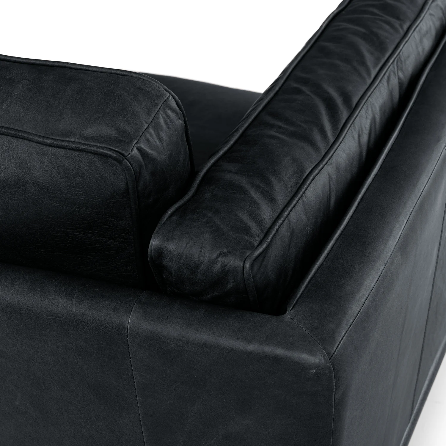 Timber 90" Black Leather Sofa - Modern Design
