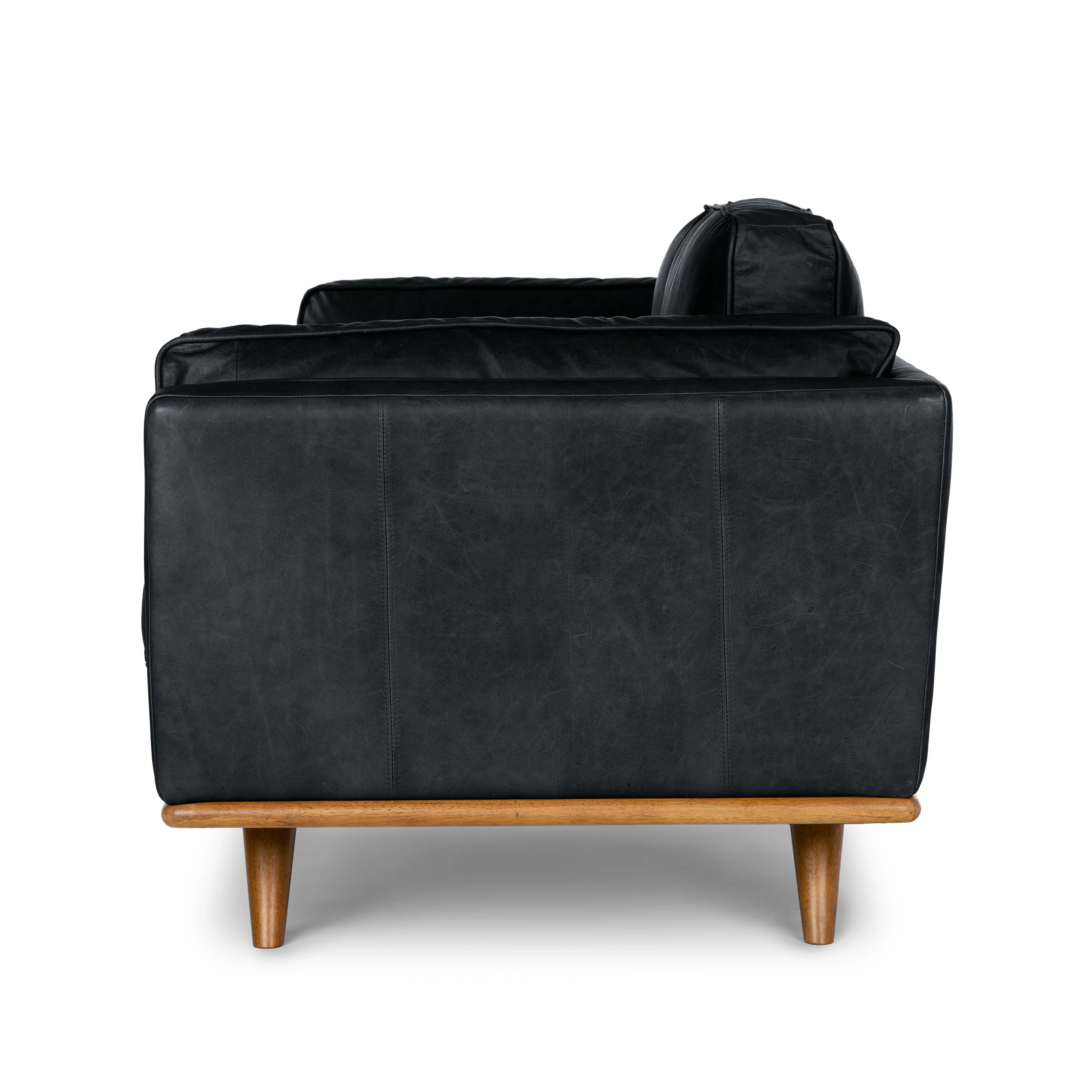 Timber 90" Black Leather Sofa - Modern Design