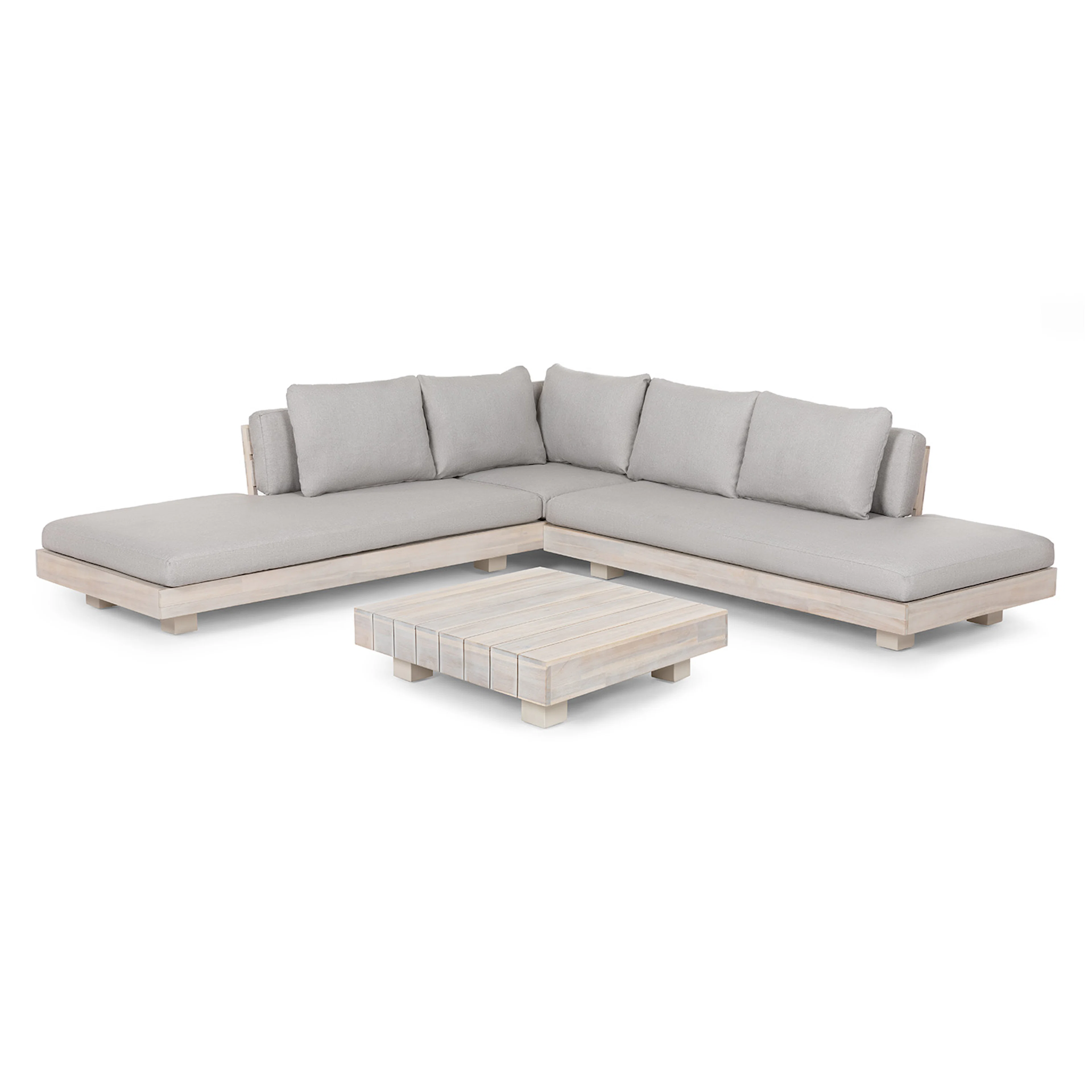 Lubek 100.5" Outdoor Low Corner Sectional Set - Beach Sand
