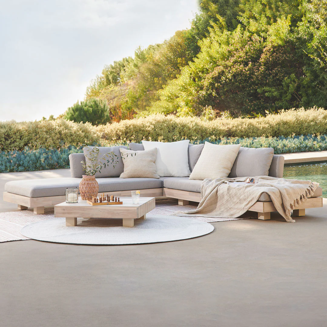 Lubek 100.5" Outdoor Low Corner Sectional Set - Beach Sand