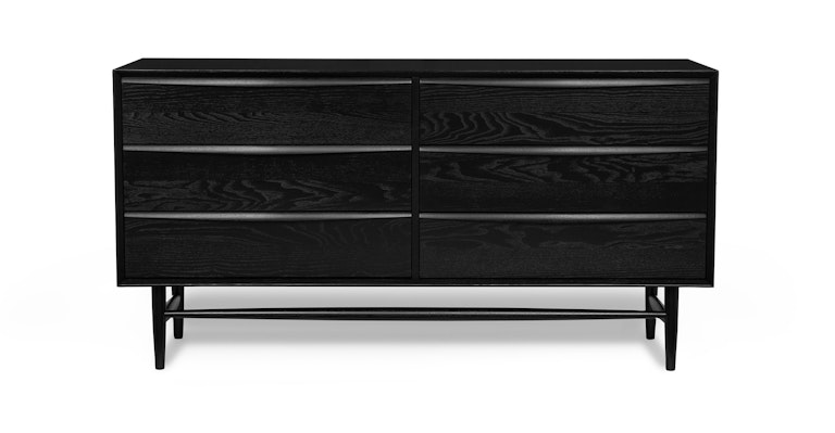 Lenia Black Ash 6 Drawer Double Dresser - Primary View 1 of 13 (Open Fullscreen View).
