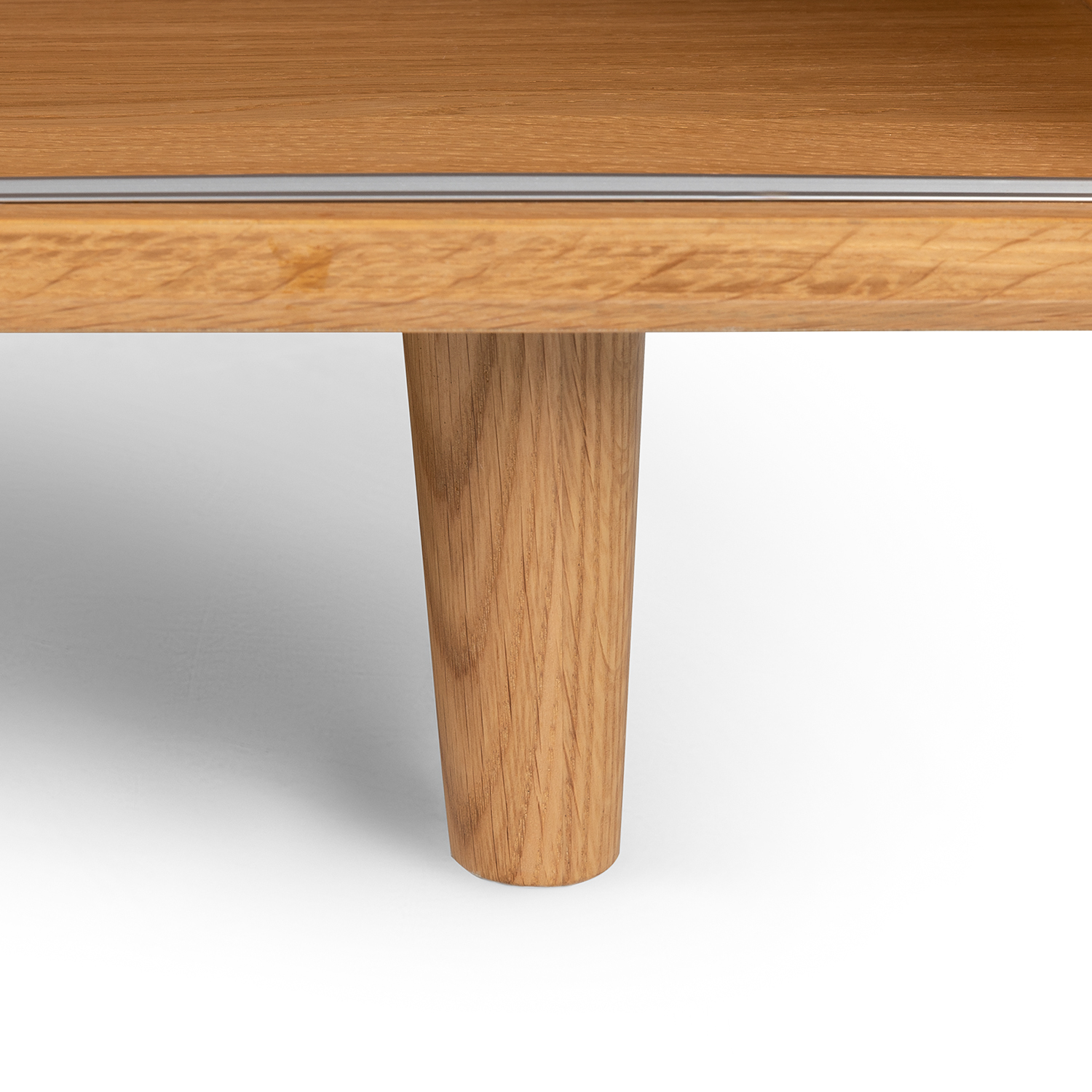 Nederin Rain Cloud Gray Fabric & Oak Bench | Article