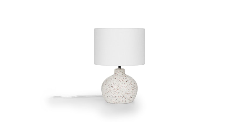 Waxen White Terrazzo Jute Table Lamp, 15 White Lamp Shaders