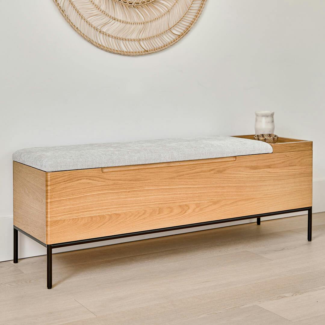 Thari 53" Bench - Oak and Everest Gray