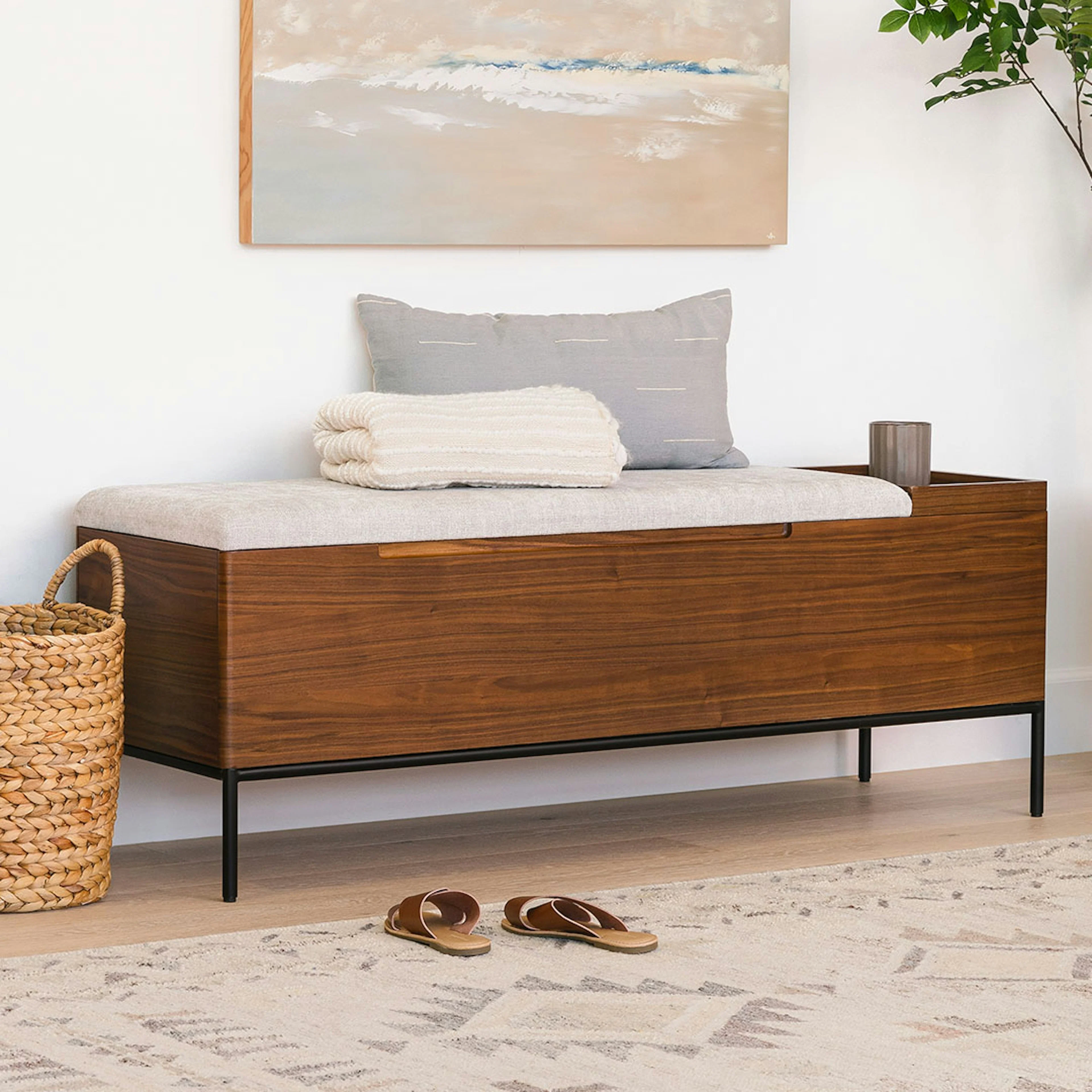 Thari 53" Bench - Walnut and Everest Gray