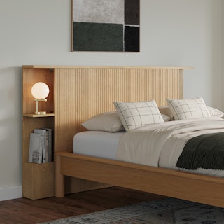 Kouva Queen Storage Headboard - Natural Oak