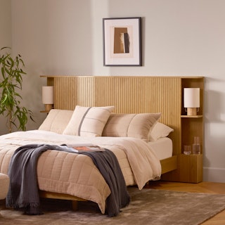 Kouva Queen Storage Headboard - Natural Oak