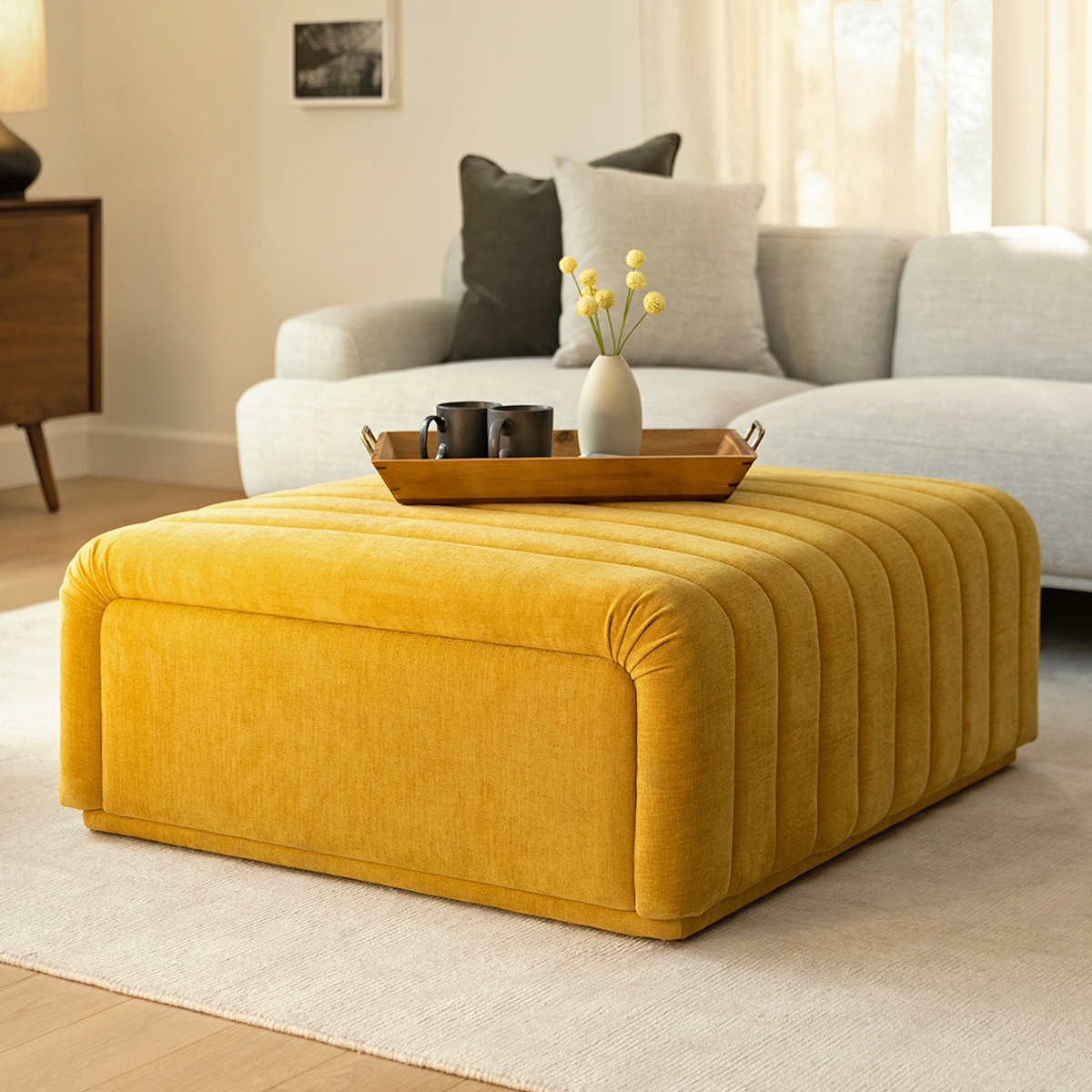 Sefto 39.5" Ottoman - Marigold Yellow