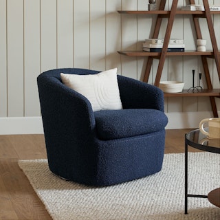 Turoy 32.5" Swivel Lounge Chair - Catalina Blue Bouclé