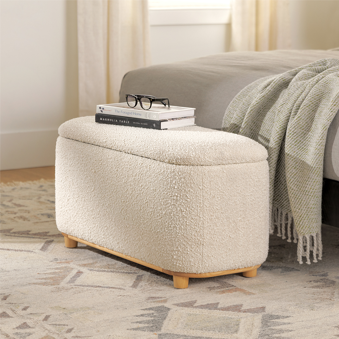 Maribo 32" Storage Ottoman - Ivory Bouclé