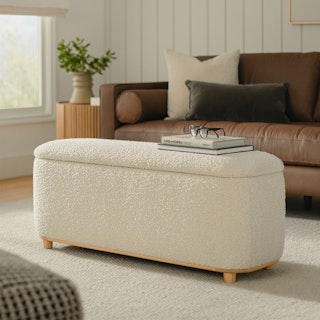 Maribo 48" Storage Ottoman - Ivory Bouclé