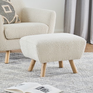 Gabriola Ivory Bouclé Ottoman