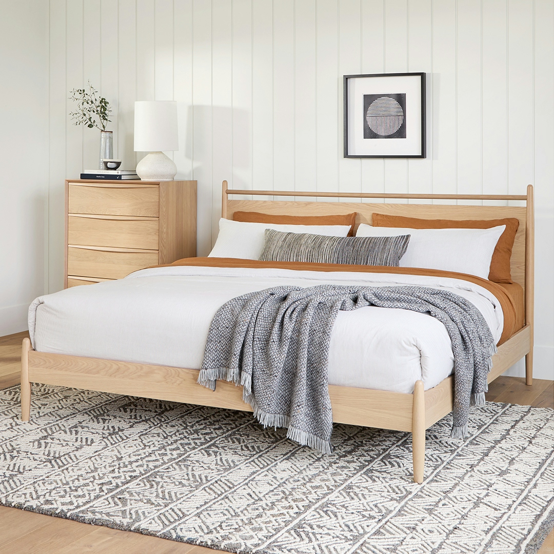 Lenia King Panel Bed — White Oak