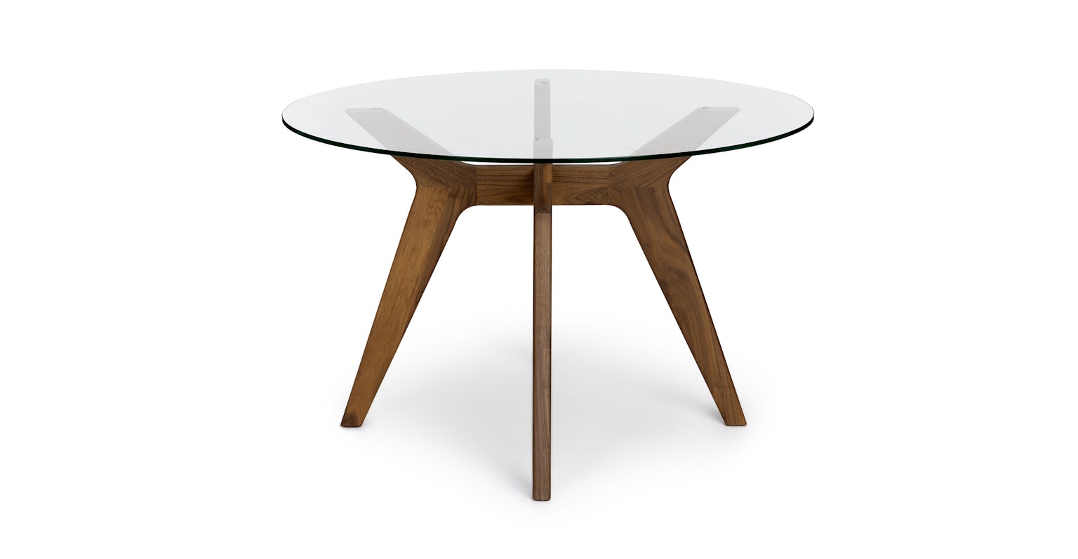 Tafulo Walnut Wood & Glass Round Dining Table | Article