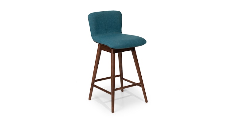 Sede Peacock Blue Walnut Swivel Counter Stool - Primary View 1 of 11 (Open Fullscreen View).