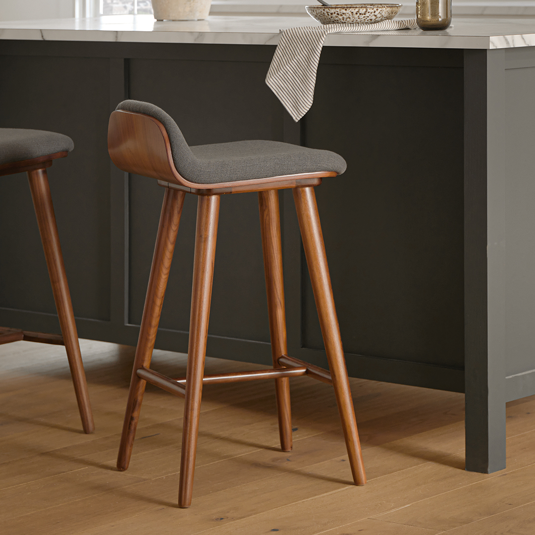 Sede Miller Gray Fabric & Walnut Wood Counter Stool | Article