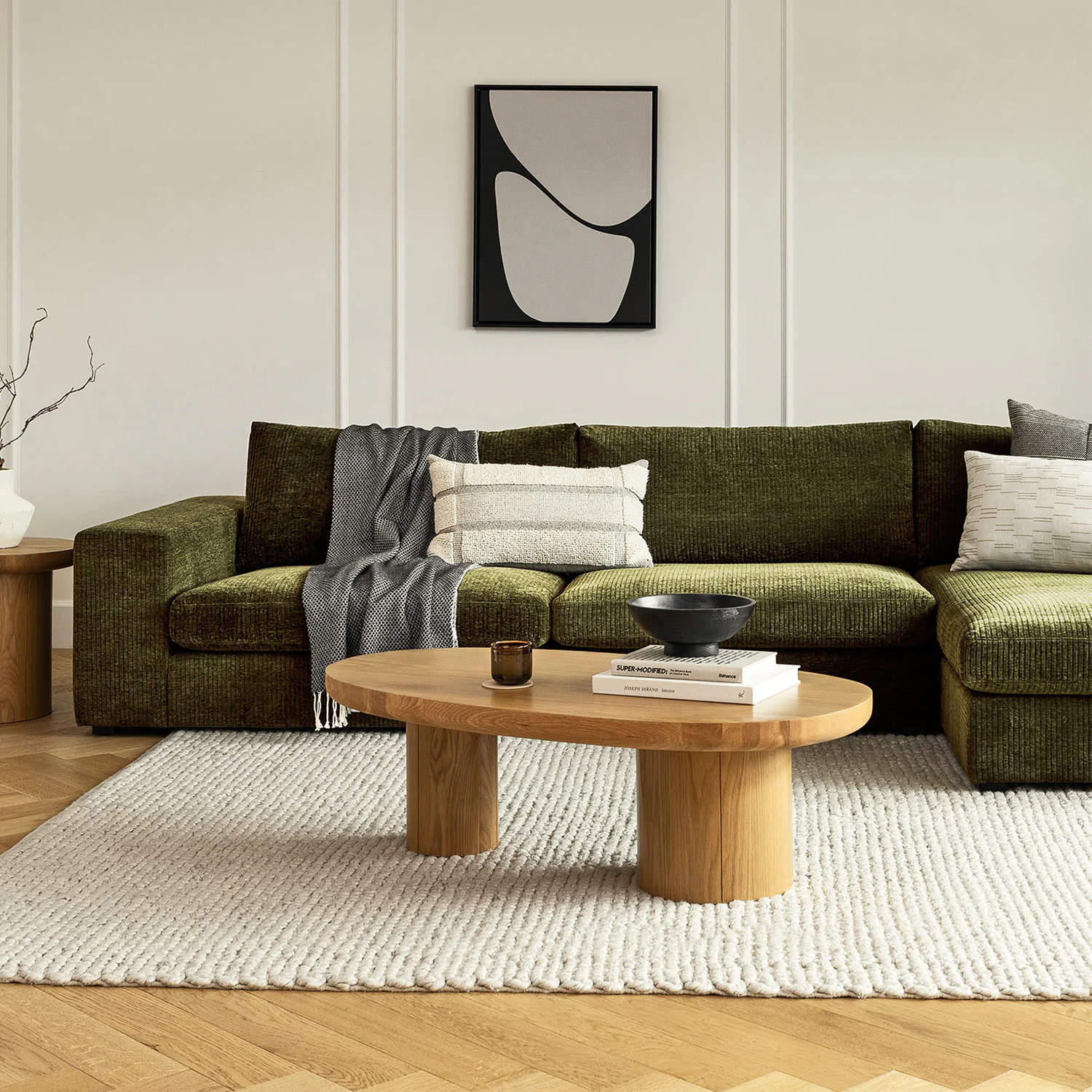 Beta 137.5" Right Modular Chaise Sectional - Cypress Green