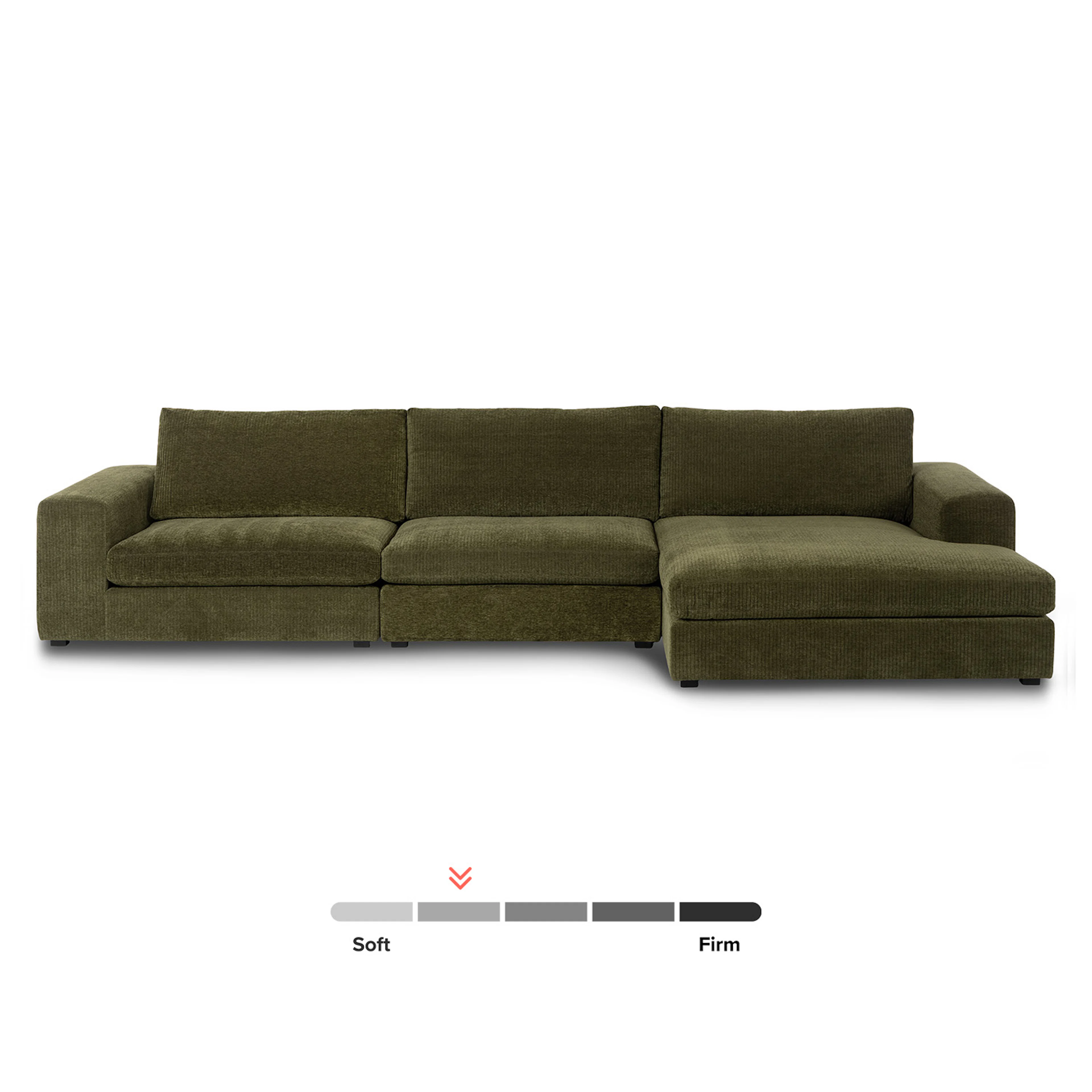 Beta 137.5" Right Modular Chaise Sectional - Cypress Green