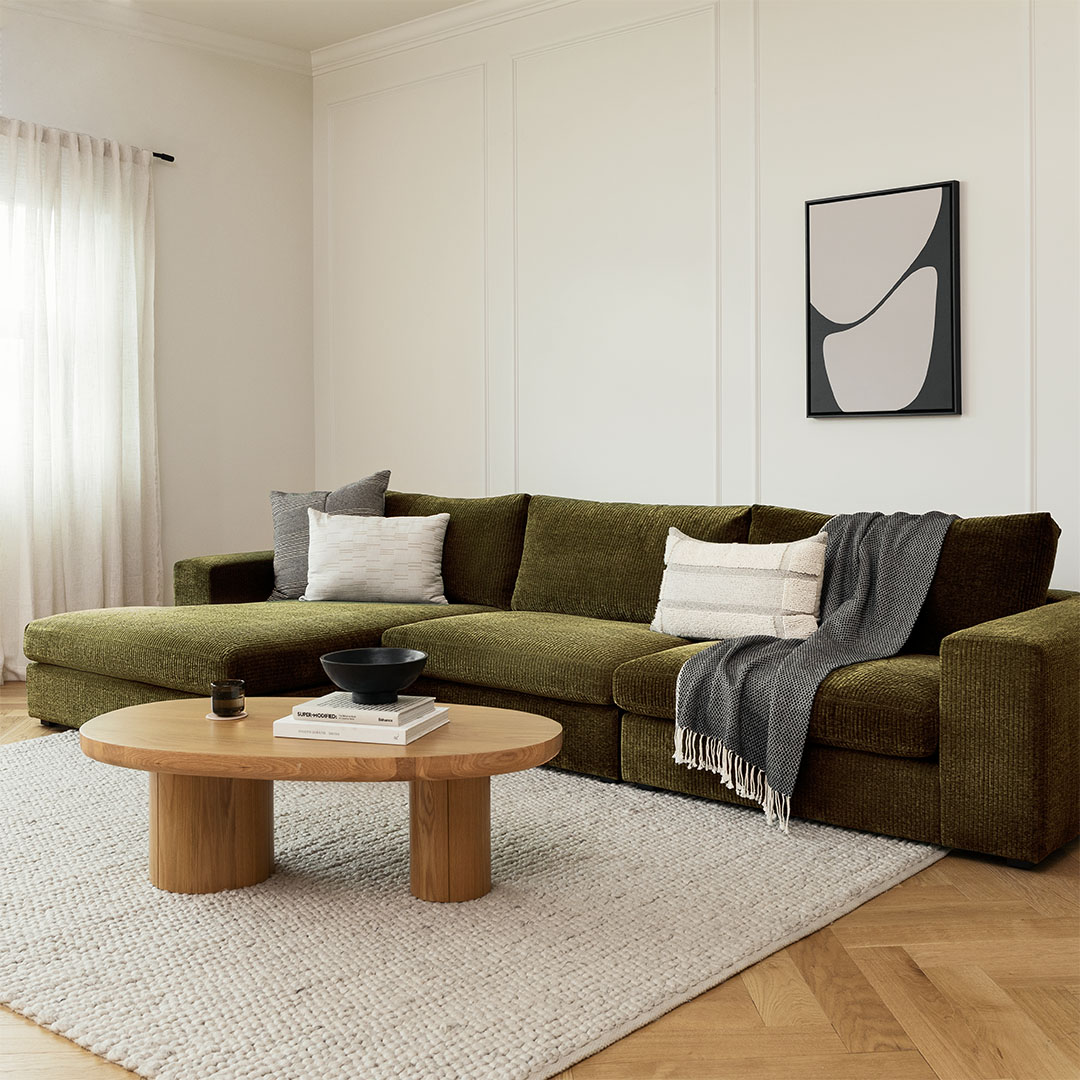 Beta 137.5" Left Modular Chaise Sectional - Cypress Green