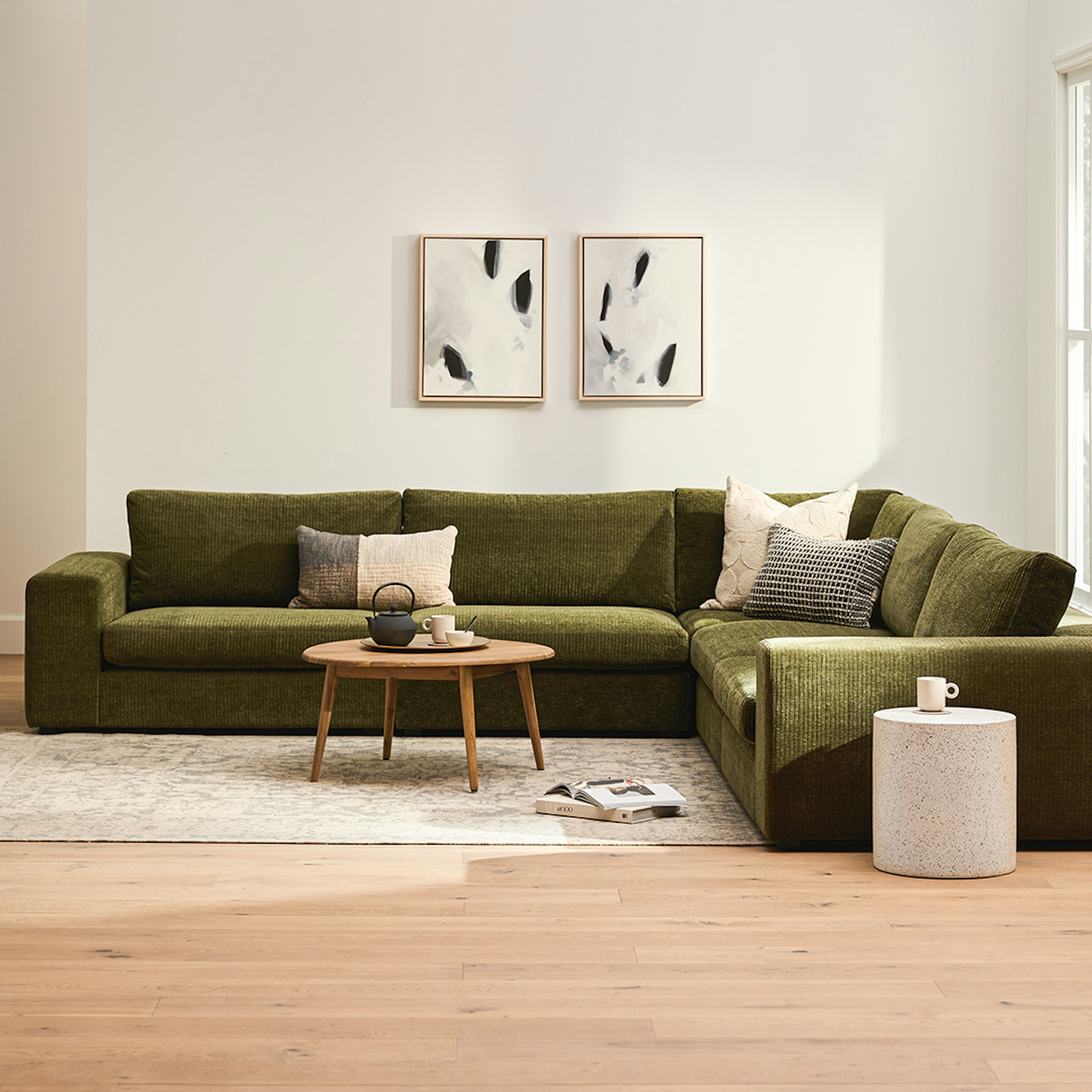 Sectional green couch sales