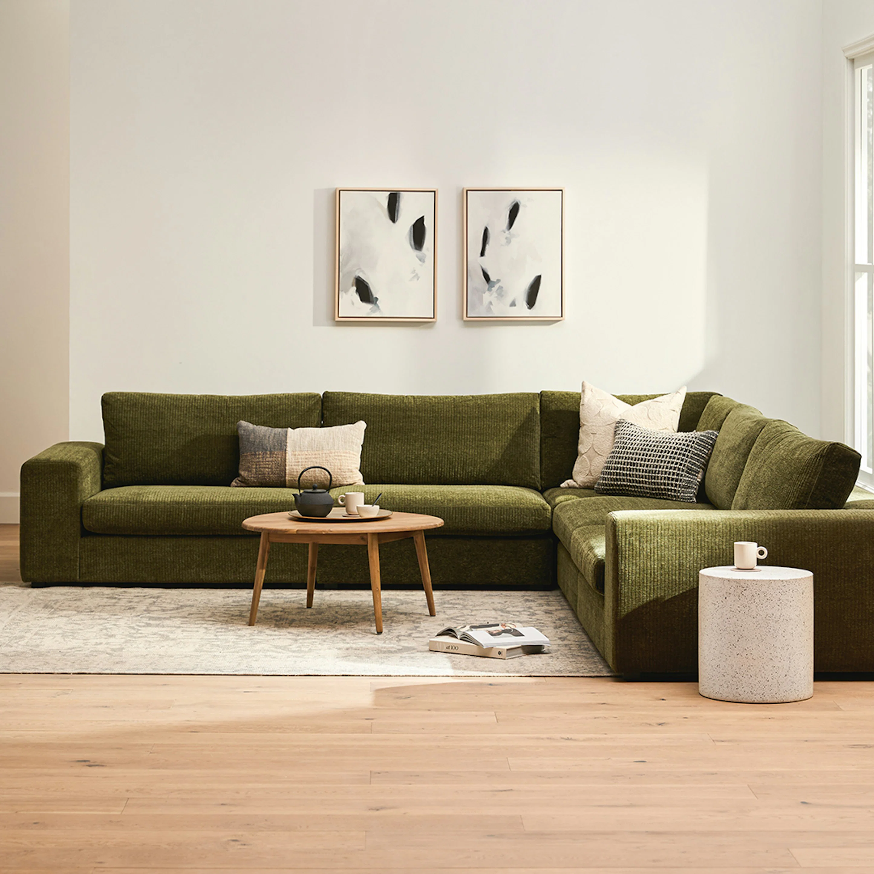 Beta 133.5" Modular Corner Sectional - Cypress Green