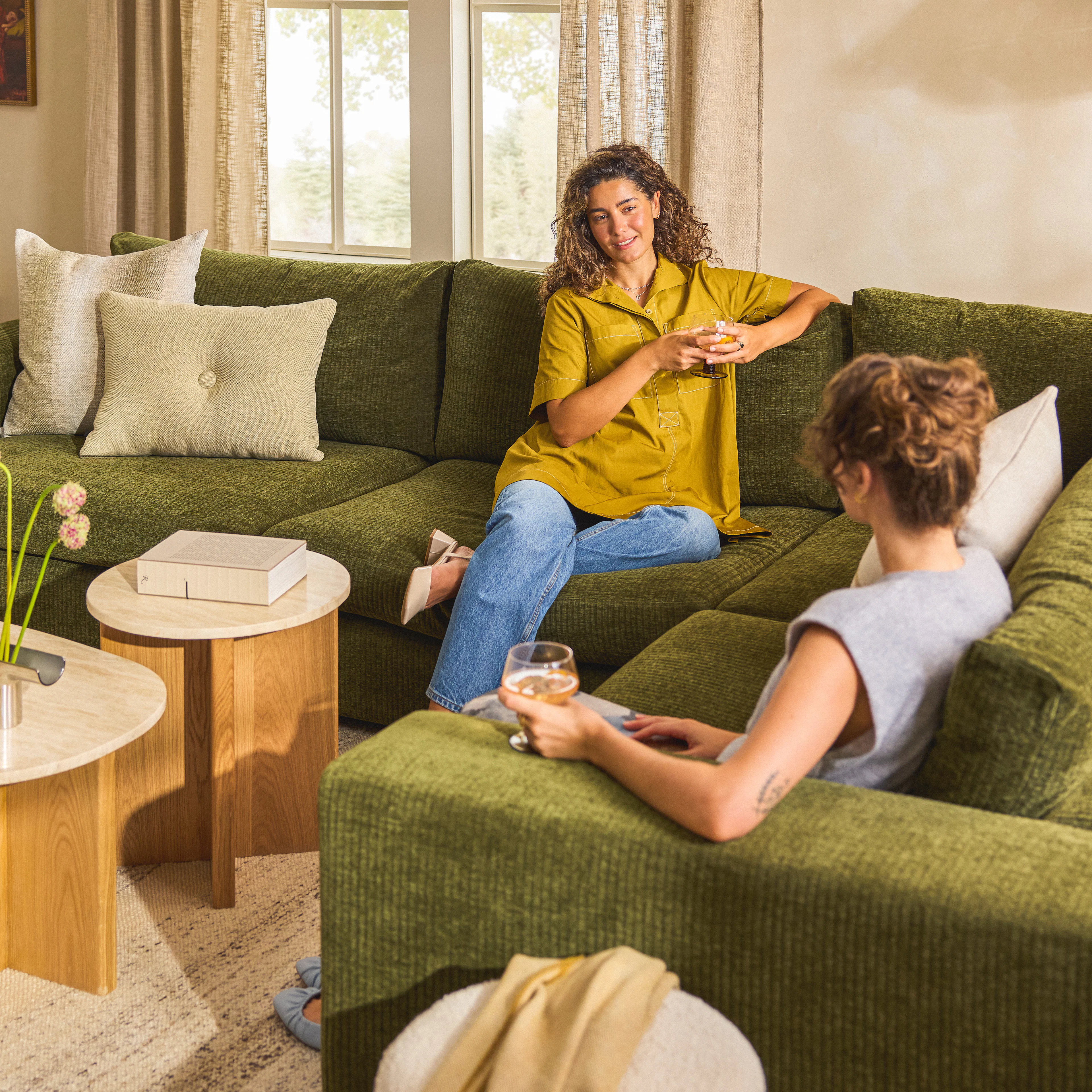 Beta 133.5" Modular Corner Sectional - Cypress Green