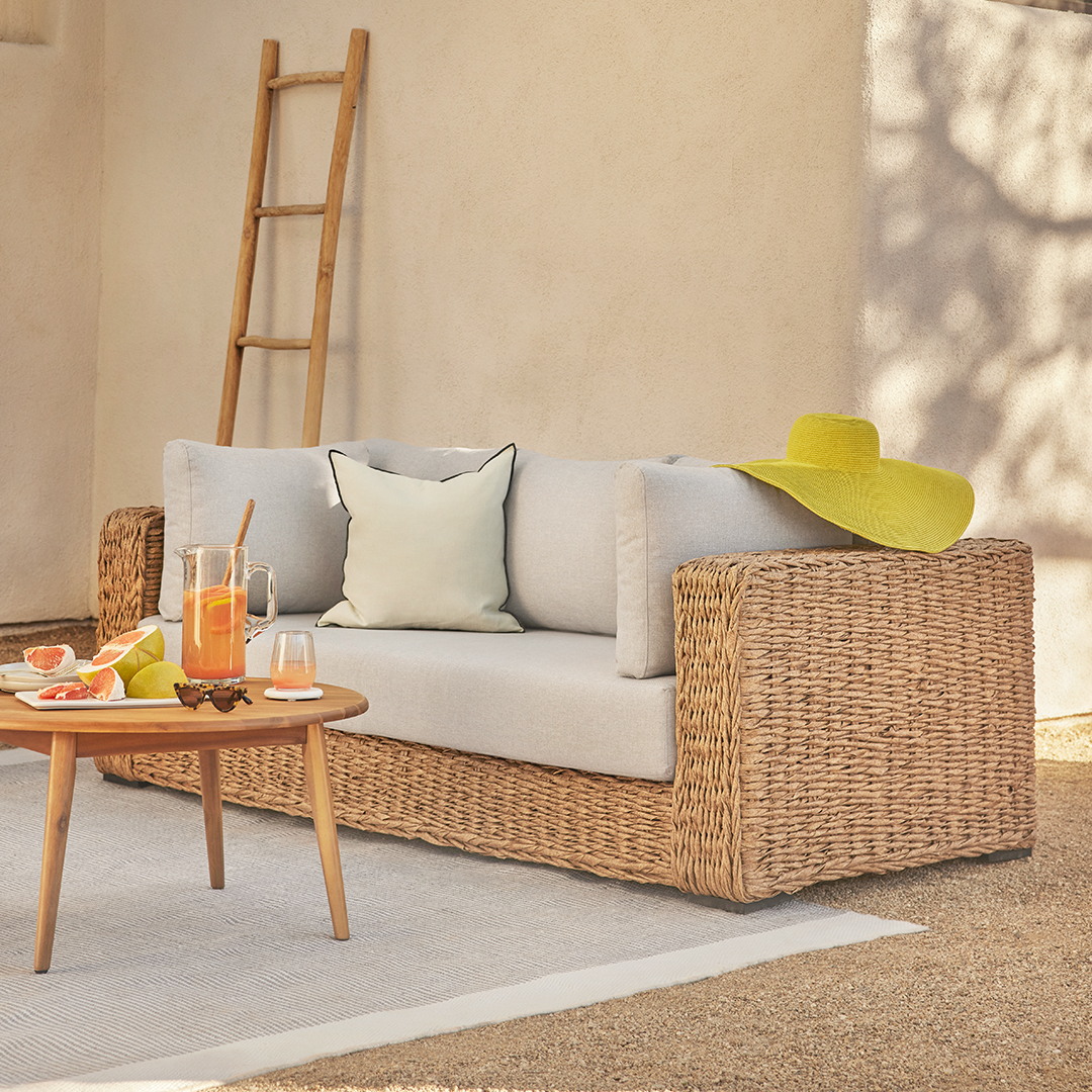 Capra Wicker Beach Sand Fabric Outdoor Loveseat Article