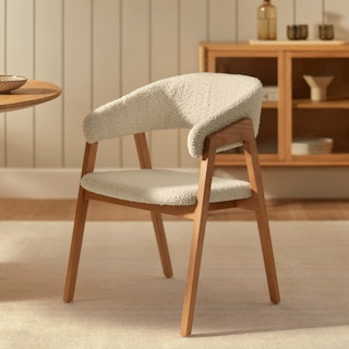 Josra Ivory Bouclé Oak Dining Chair
