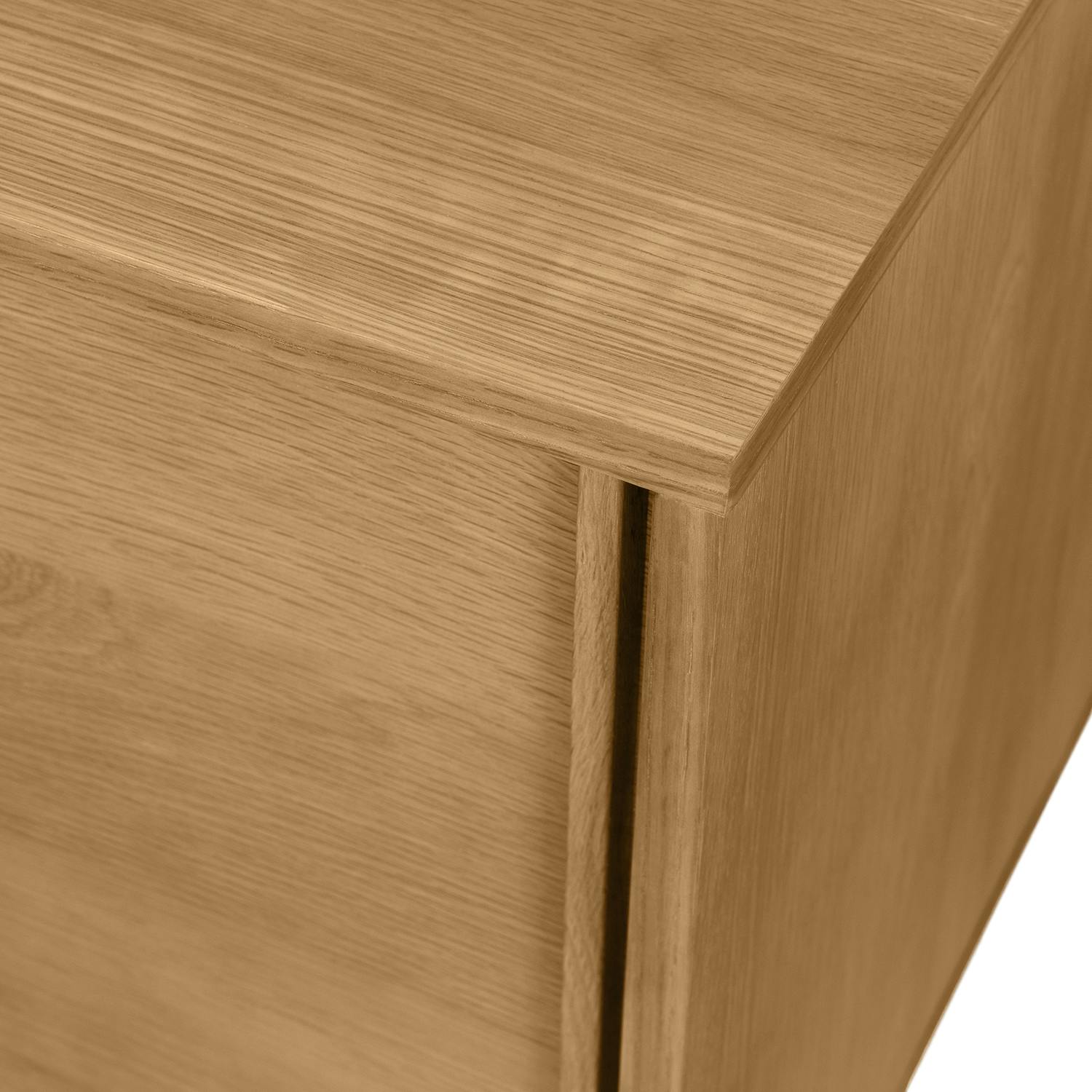 Jokuna American Oak Media Unit w/ Sliding Doors, Japandi Style