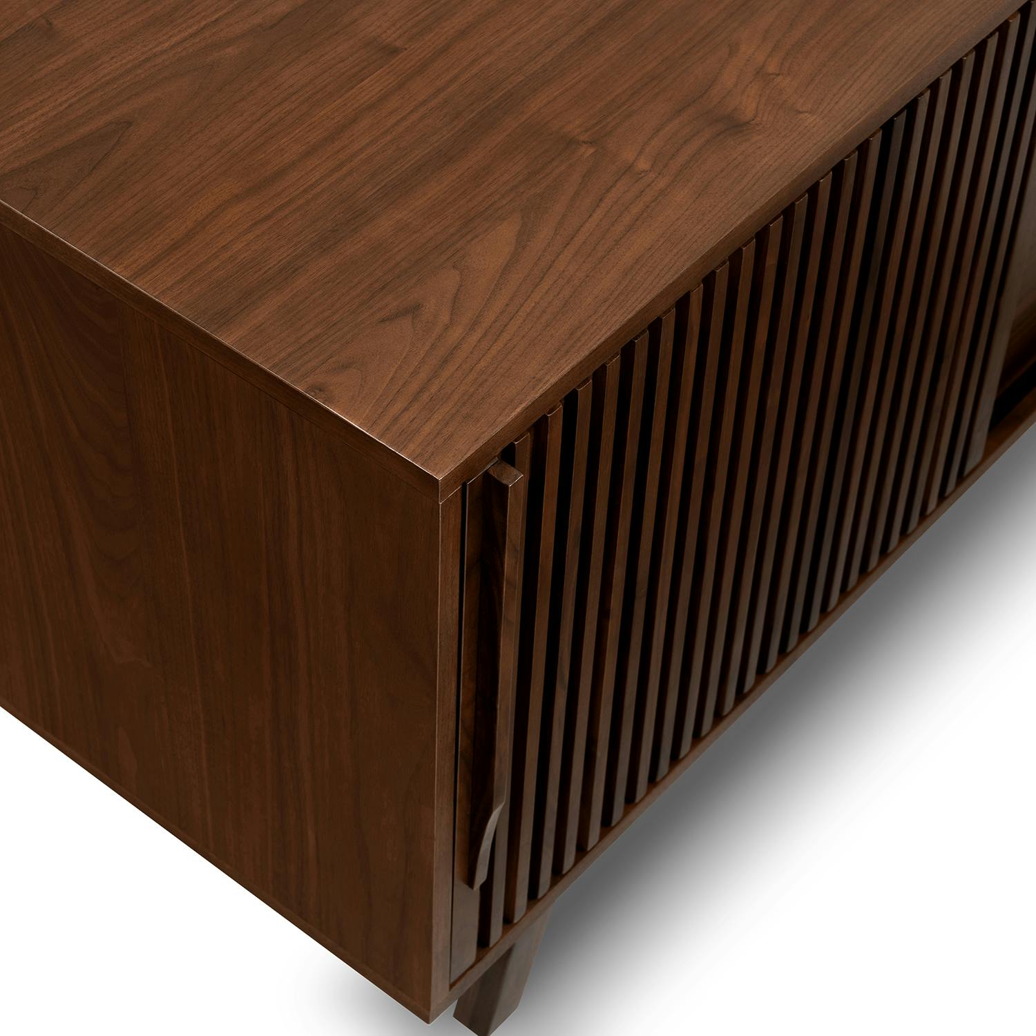Jokuna American Walnut Media Unit w/ Sliding Doors, Japandi Style