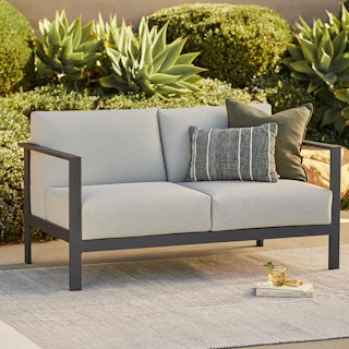 Burkel 57" Outdoor Loveseat - Cloudy Gray