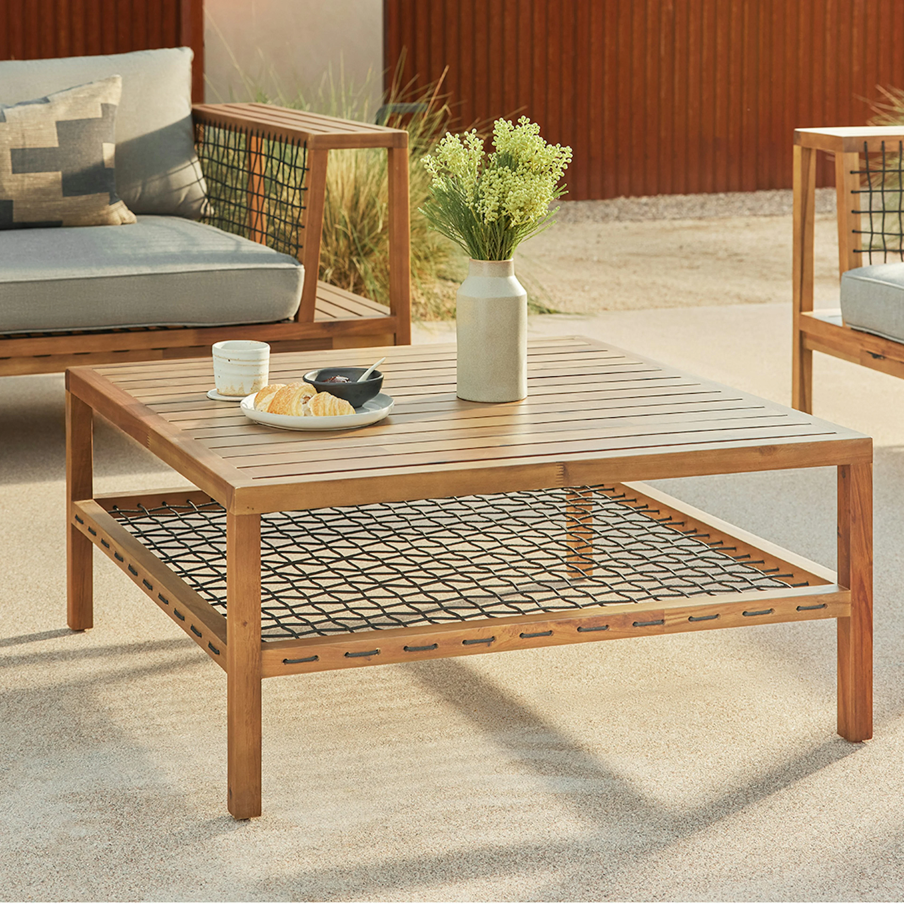 Callais 35.5" Outdoor Coffee Table - Latte Brown