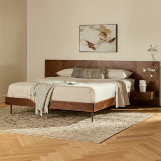 Nera Walnut California King Bed with Nightstands