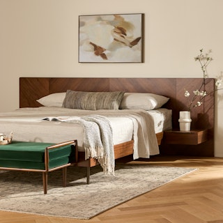 Nera California King Bed with Nightstands Set - Walnut