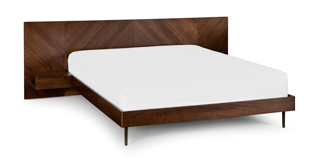 Nera Walnut California King Bed With, Dimensions Of A California King Bed Frame