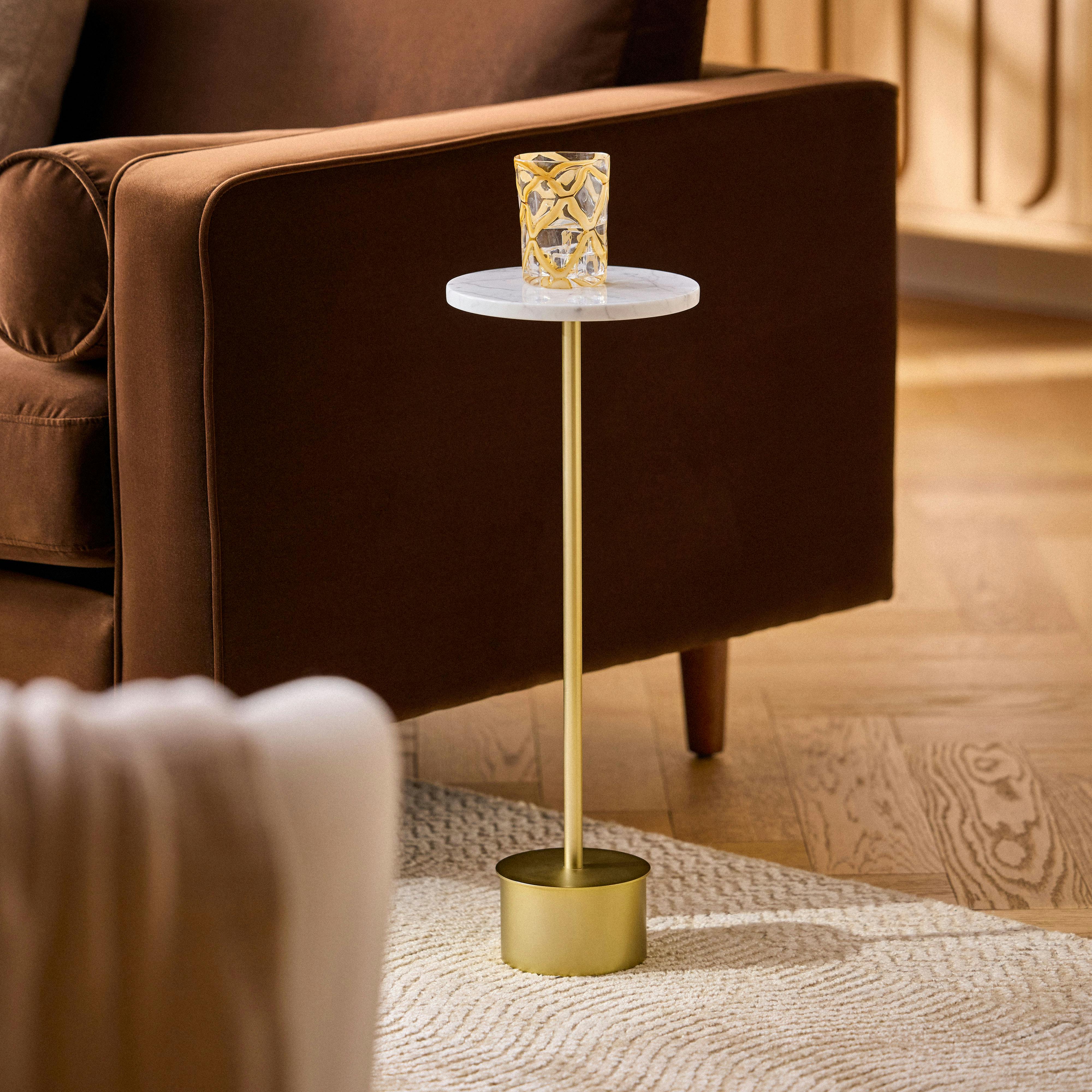 Tarvok Marble Drinks Table - Brass by Article