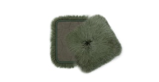 Lanna Malachite Green Sheepskin Seat Pad Set