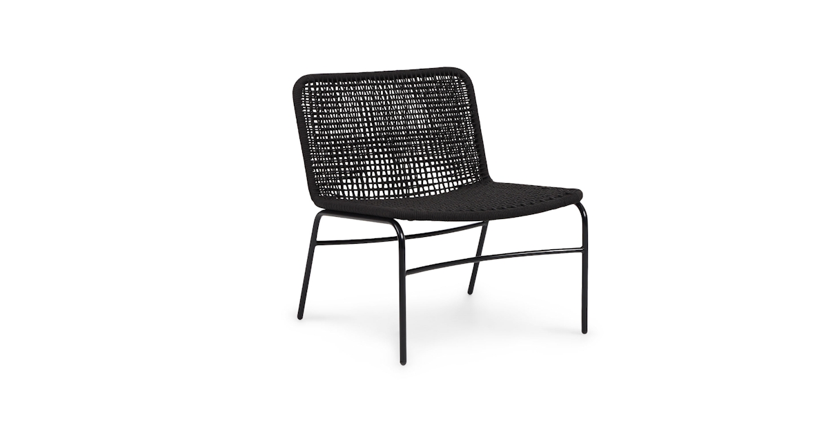 Auma Midnight Black Woven Fabric Outdoor Lounge Chair Article