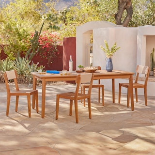 Marol Bronze Teak Dining Table for 6, Extendable