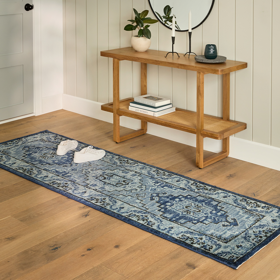 Modern Navy Blue Runner Rugs 2x8 Hallway Long Rug Blue Brown Beige