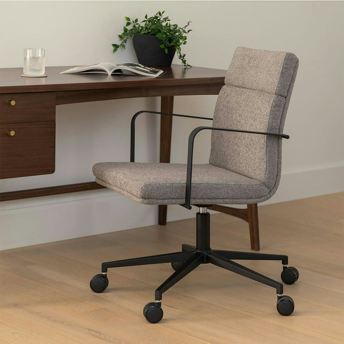 Gerven Cathedral Gray Swivel Office Chair Adjustable Height | Article