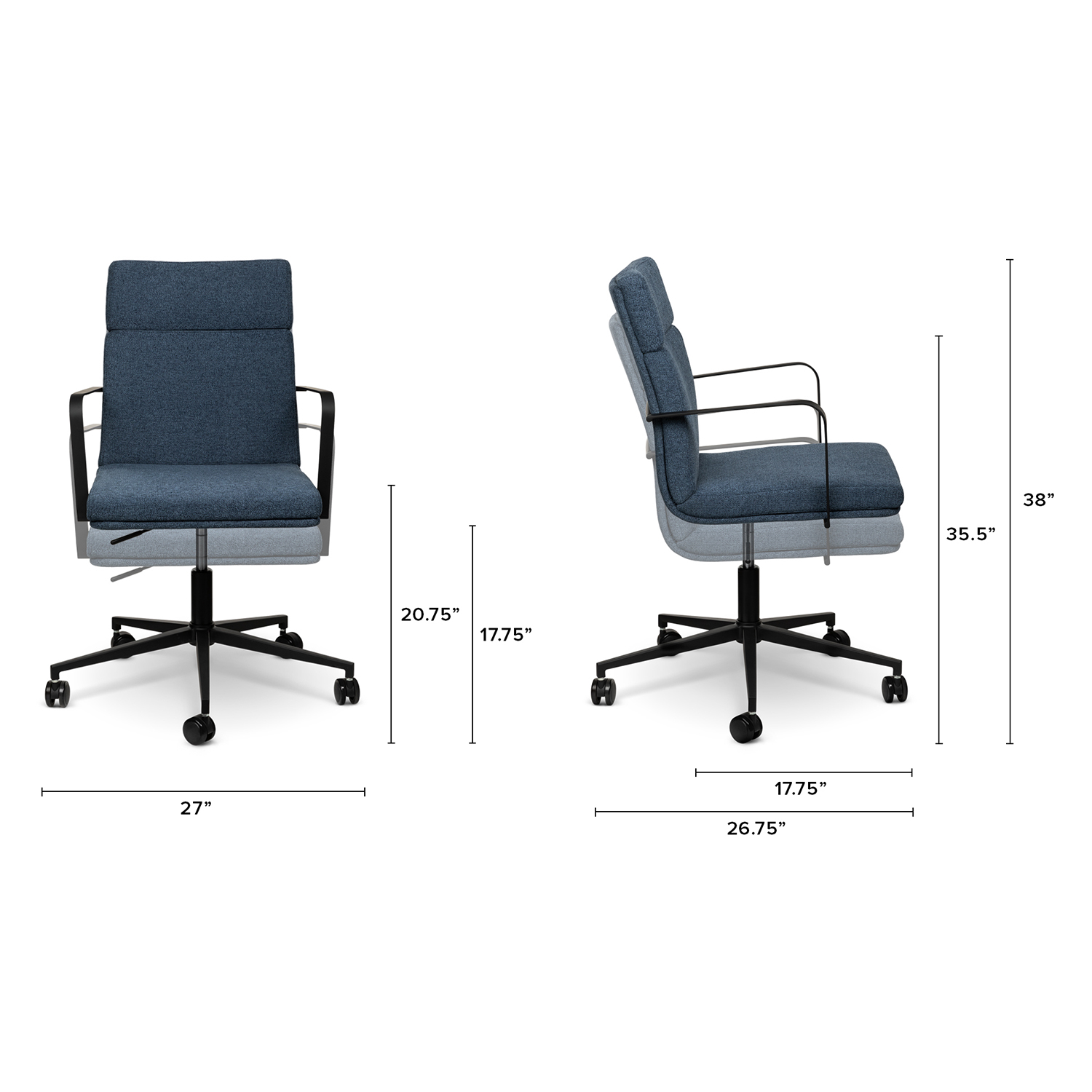 Gerven Ultramarine Blue Swivel Office Chair Adjustable Gerven Ultramarine Blue Swivel Office Chair Adjustable