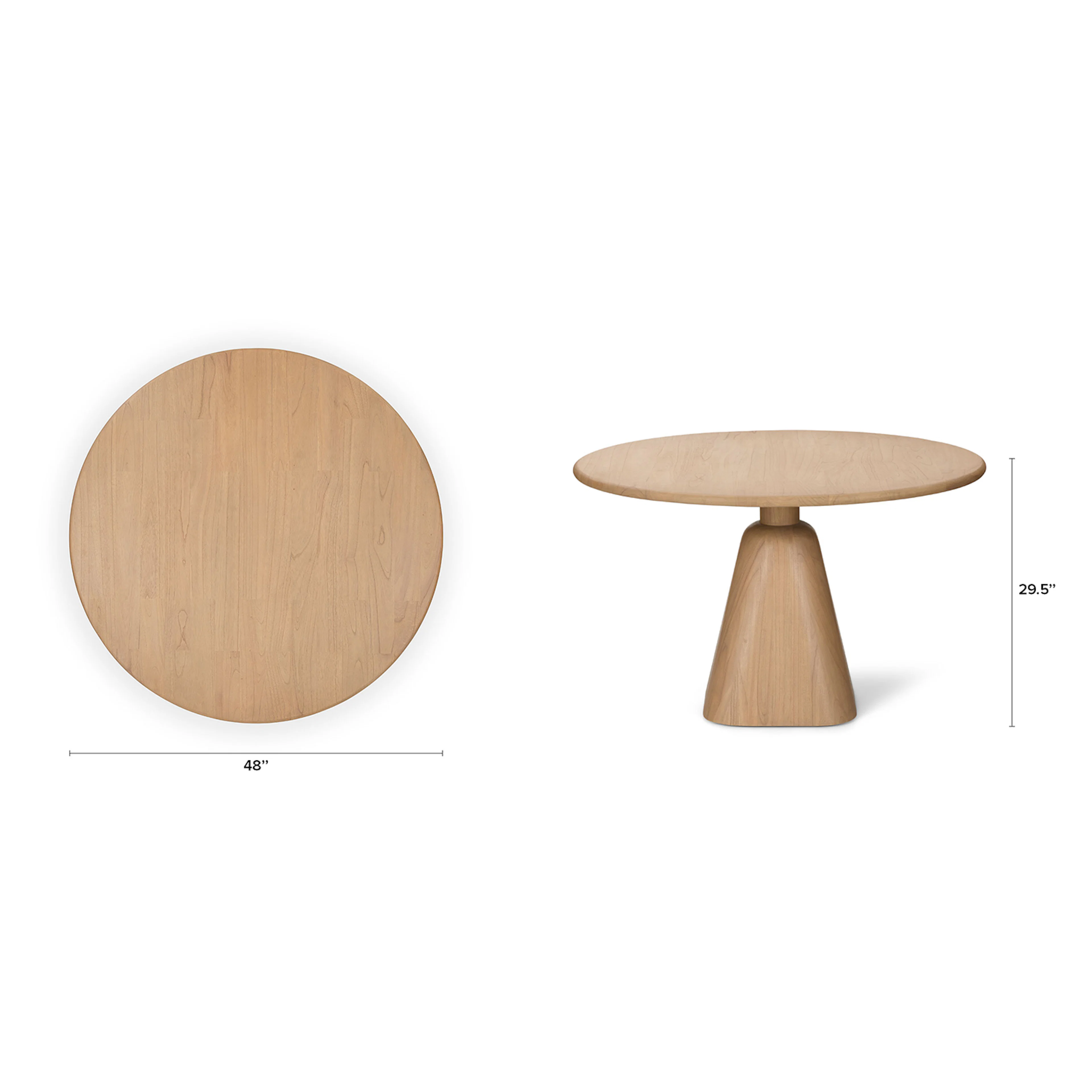 Kurasi 48" Solid Wood Round Dining Table - Natural